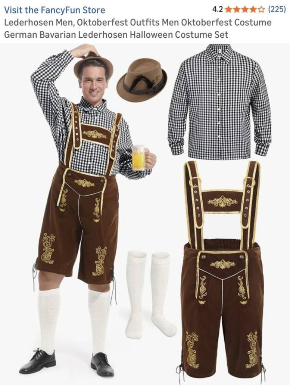 FancyFun German Bavarian Halloween/Oktoberfest Lederhosen Costume 4XL